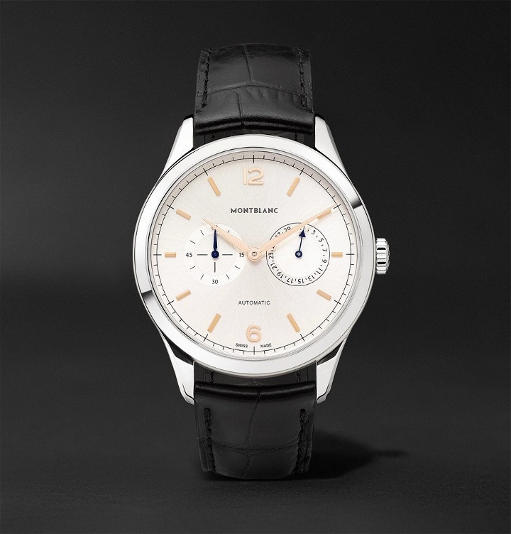 Photo: Montblanc - Heritage Chronométrie Twincounter Date Automatic 40mm Stainless Steel and Alligator Watch - Men - White
