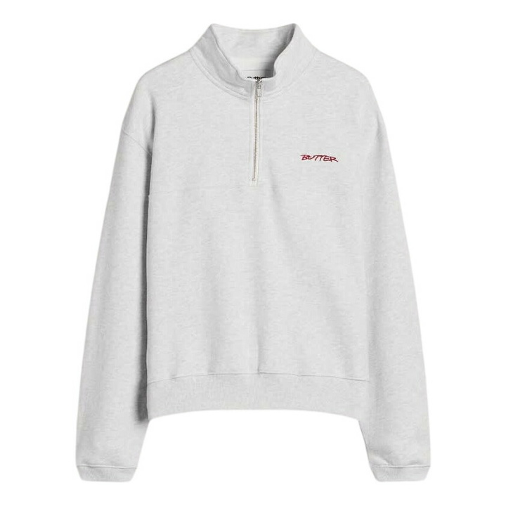 Photo: Butter Goods Men's Panel 1/4 Zip Sweatshirt in Ash