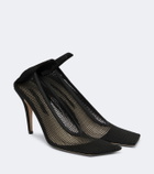 Christen Edge Stretch suede-trimmed mesh pumps