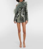 Taller Marmo Mini Garbo sequined feather-trimmed minidress