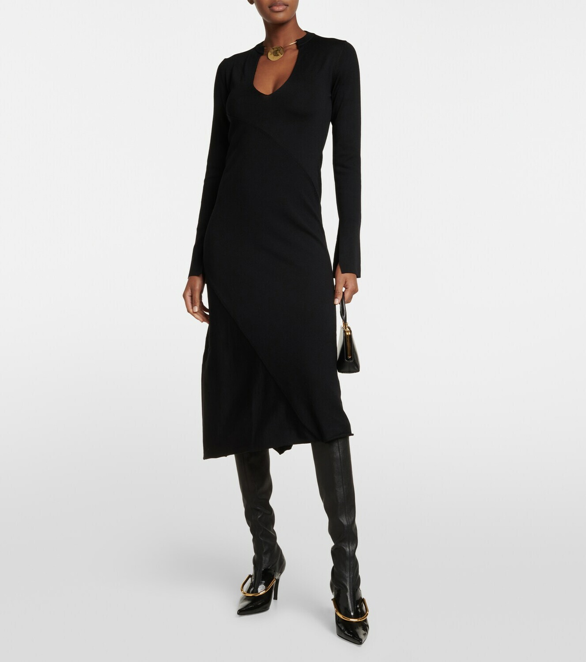 Jil Sander - V-neck virgin wool midi dress Jil Sander