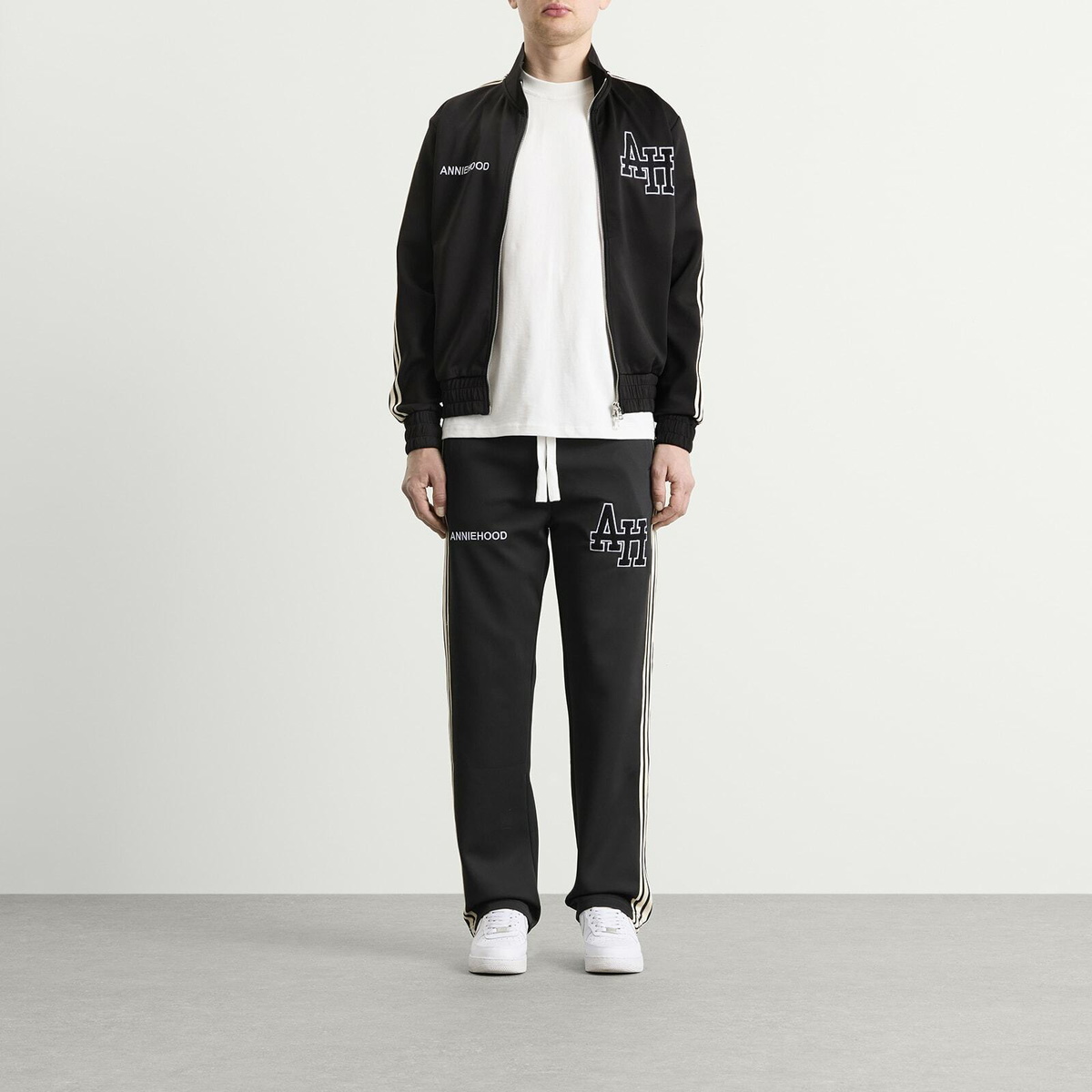 ANNIE HOOD Men's College Track Jacket in Black