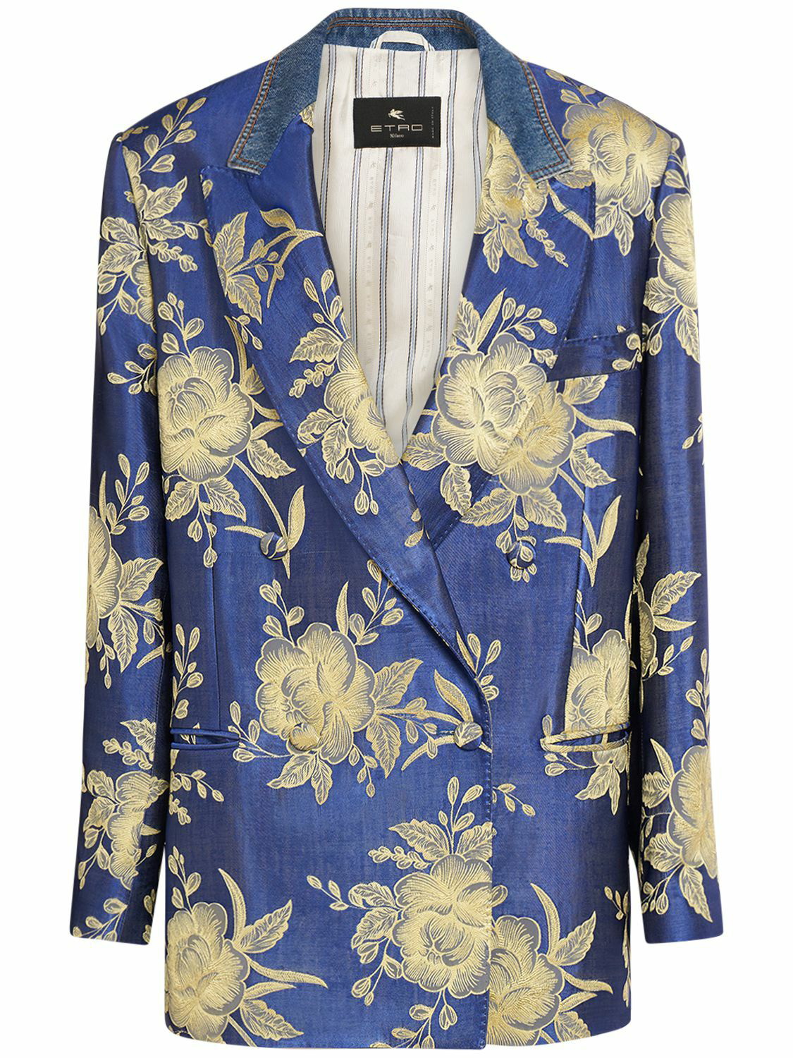 ETRO floral-print silk blazer - Blue