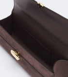 Savette Symmetry Slim suede top-handle bag