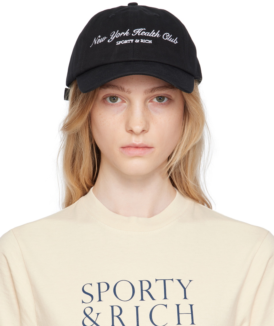 【Sporty&Rich】HEALTH キャップ Sporty & Rich Black 'NY Health Club' Cap Sporty & Rich