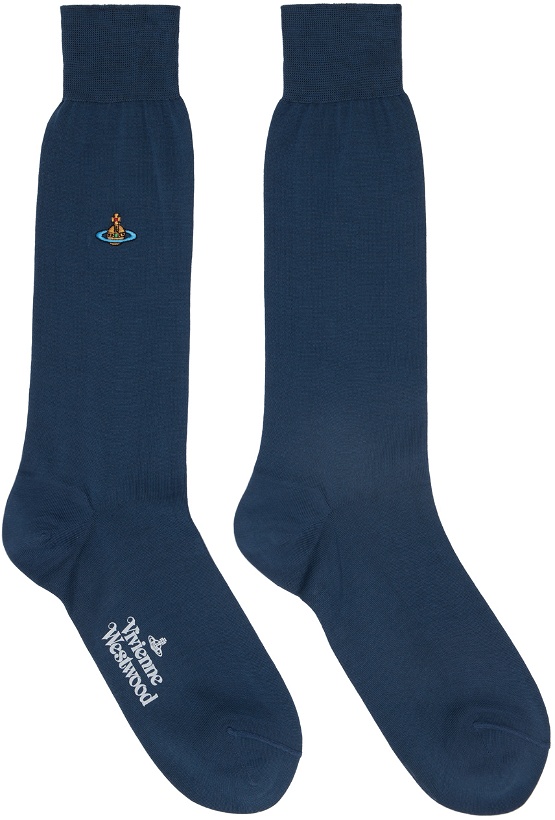 Photo: Vivienne Westwood Navy Uni Colour Plain Socks