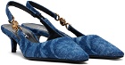 Versace Blue Barocco Denim Heels