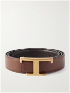 Tod's - 3cm Reversible Logo-Embellished Leather Belt - Brown