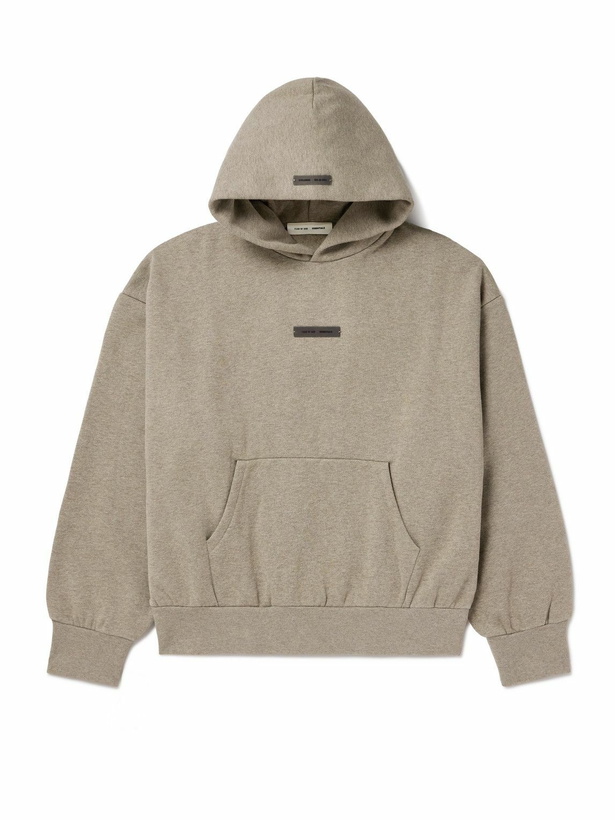 Photo: FEAR OF GOD ESSENTIALS - Oversized Logo-Appliquéd Cotton-Blend Jersey Hoodie - Brown