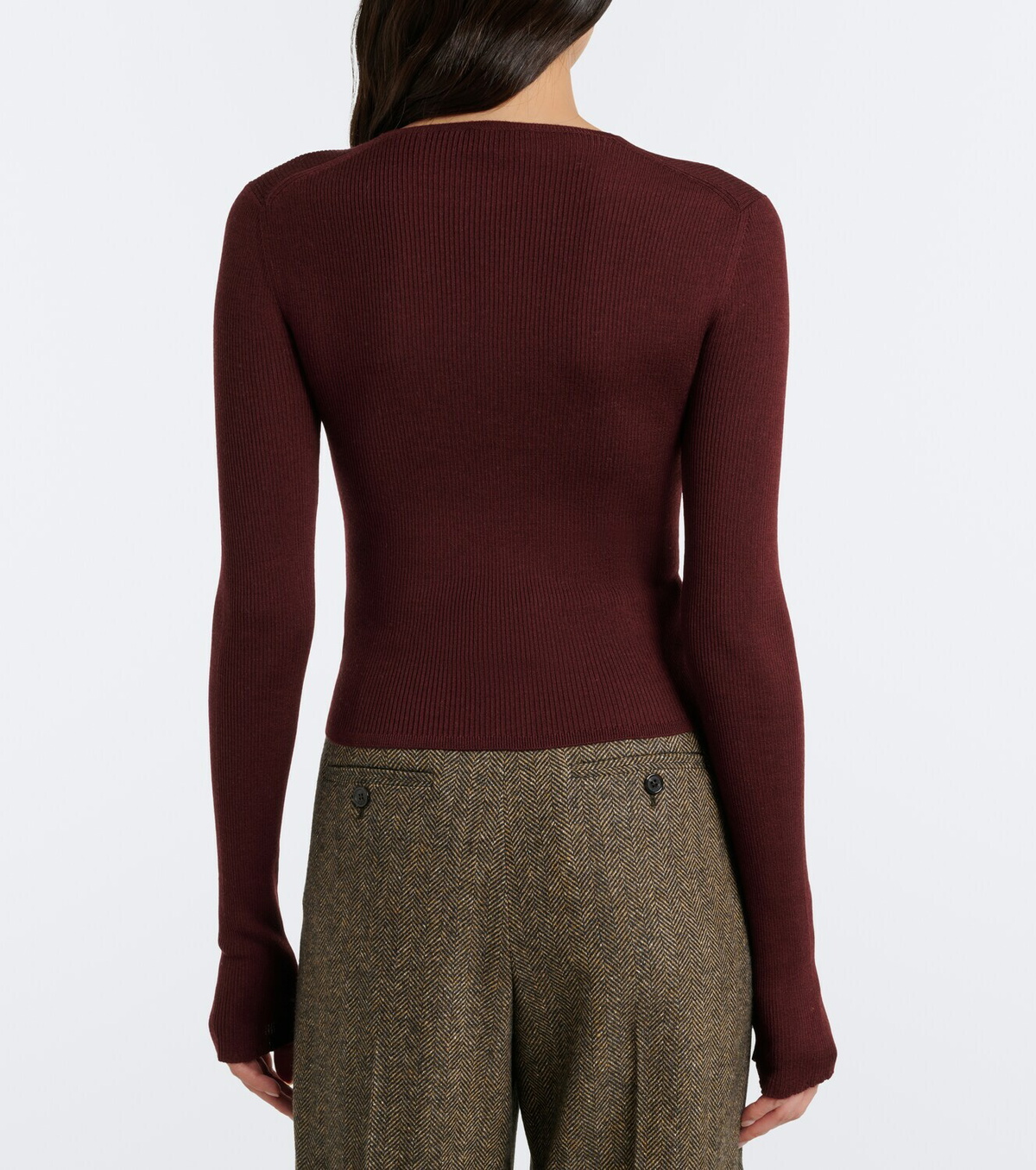 Saint Laurent Ribbed-knit wool, cashmere, and silk top