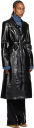 JUNEYEN Black Vented Faux-Leather Coat
