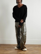 Rick Owens - Straight-Leg Leather Cargo Trousers - Green