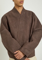 Jacquemus Le Blouson Berger Wrapped Nubuck Jacket Dark Brown