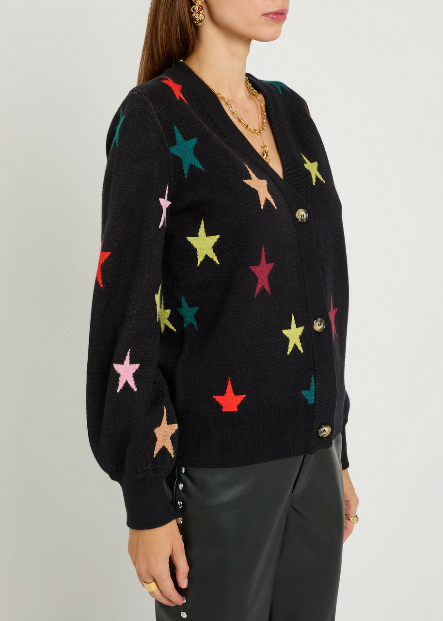 Never Fully Dressed Star Knit Cardigan Black