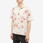 Portuguese Flannel Men's Canvas Floral Vacation Shirt in Red