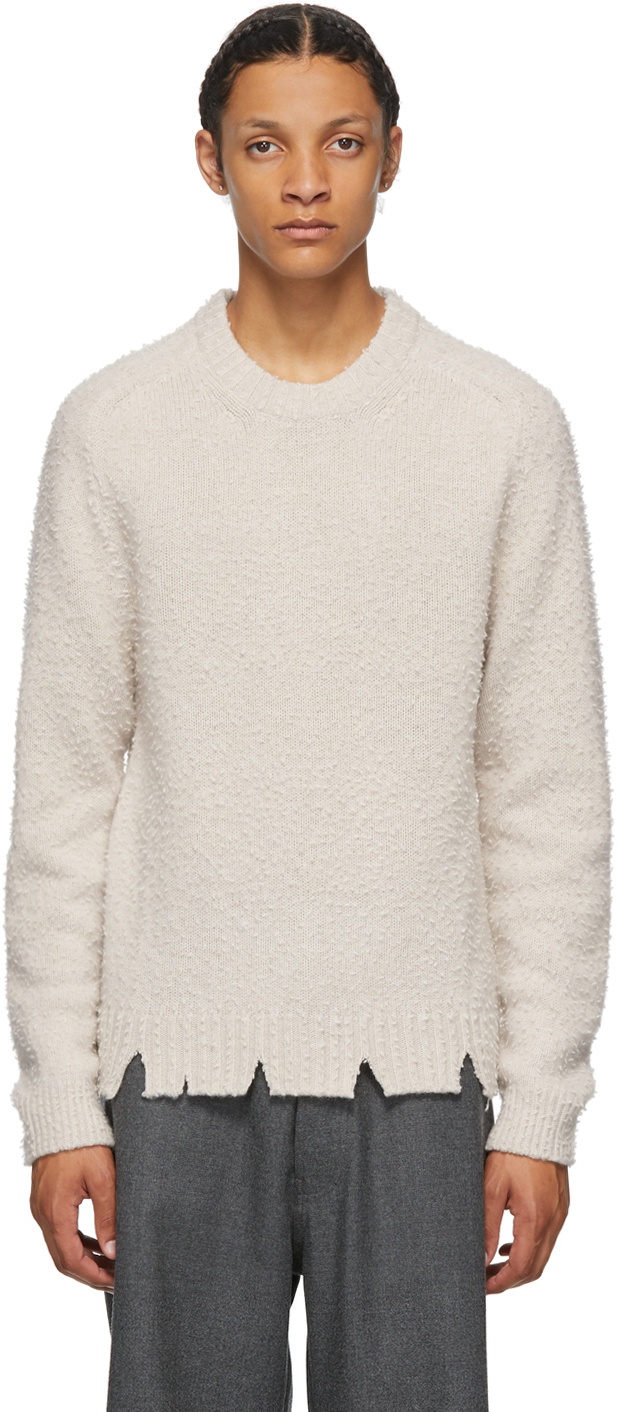 Maison Margiela Off-White Wool Oversized Destroyed Sweater Maison Margiela