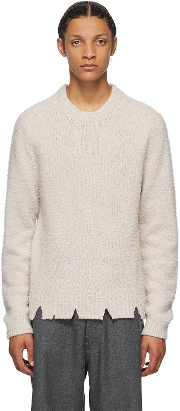 Photo: Maison Margiela Off-White Wool Oversized Destroyed Sweater