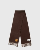 Ganni Double Face Wool Knit Scarf Brown Women