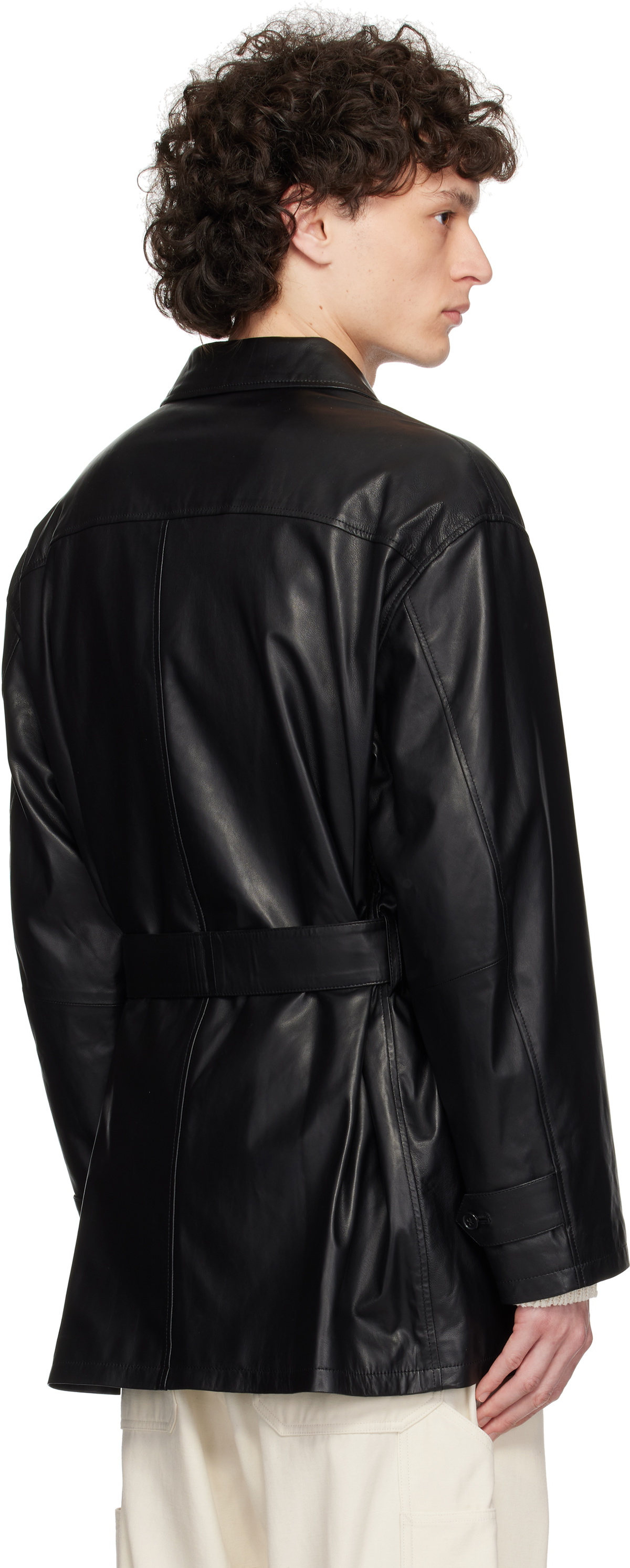 ジャケット・アウター yleve/glove sheep lether coverall jacket YLÈVE Black Glove Coverall Leather Jacket YLÈVE