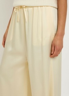 Stella Mccartney Logo-embroidered Satin Trousers Cream