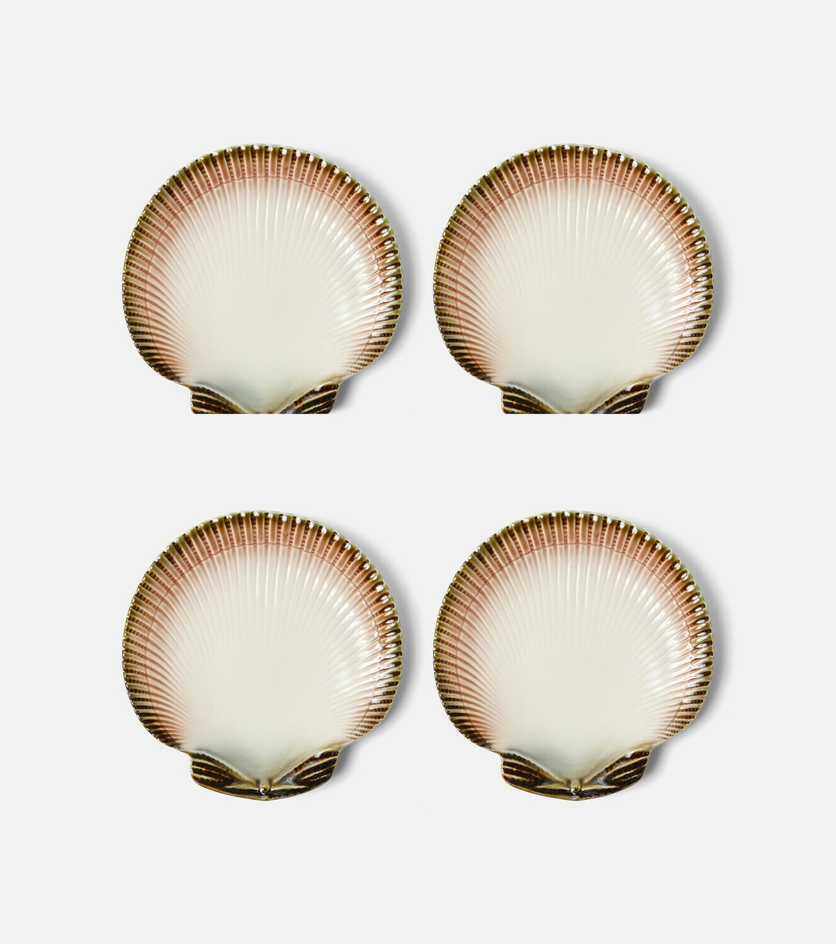 Bordallo Pinheiro Oyster & Scallops set of 4 ceramic dessert plates