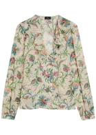 Etro Textured Floral-print Silk-blend Shirt Multicoloured 1
