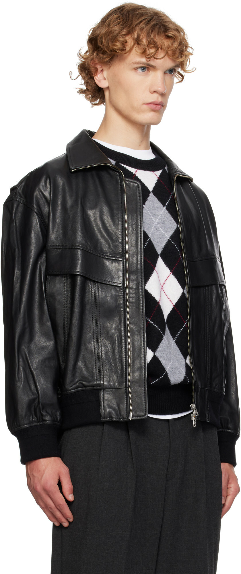 Dunst Black Stand Collared Leather Jacket