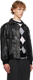Dunst Black Stand Collared Leather Jacket