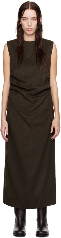 Photo: AURALEE Brown Baby Camel Flannel Midi Dress