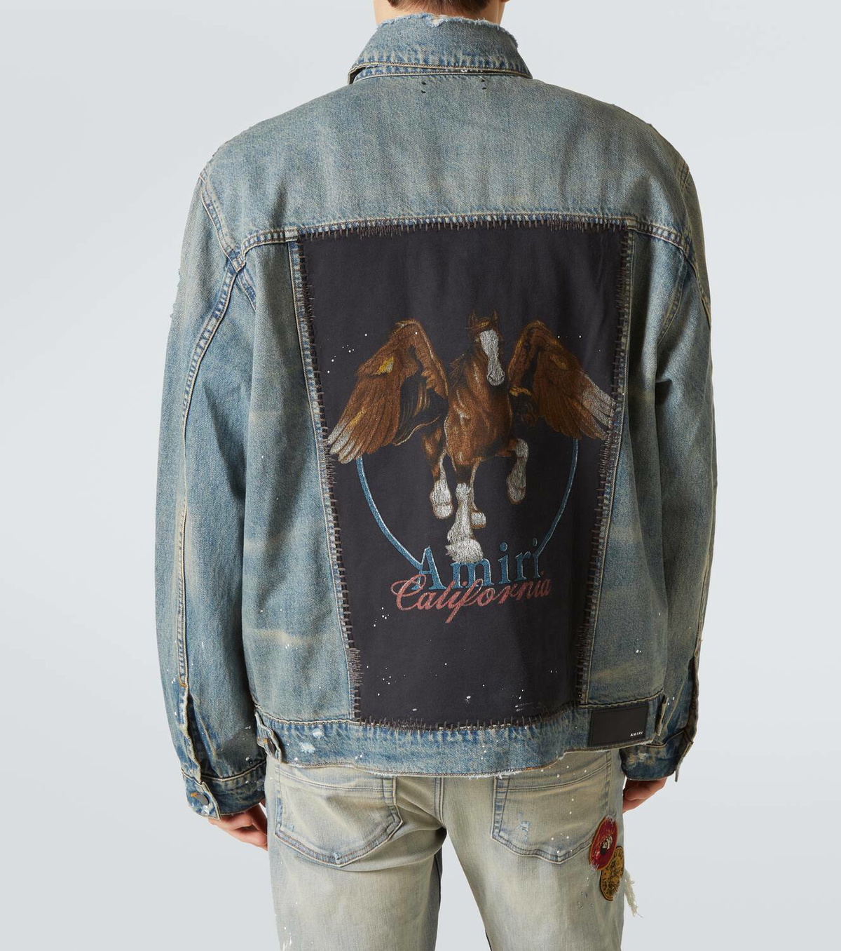 Amiri Vintage Pegasus distressed denim jacket