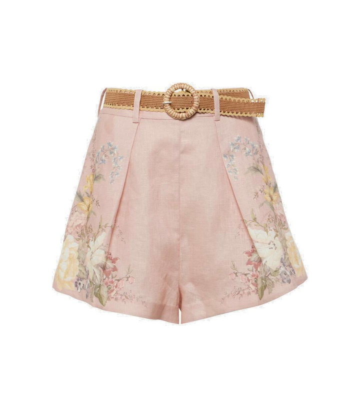 Photo: Zimmermann Waverly belted floral linen shorts