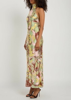 Rixo Maura Printed Satin Midi Dress Multicoloured