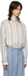 King & Tuckfield Blue & Beige Pocket Oversized Shirt