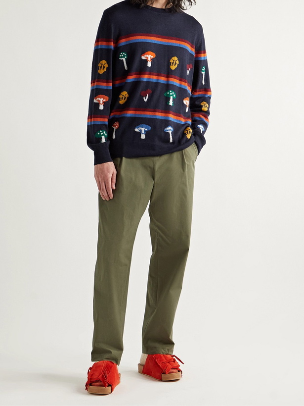 Photo: The Elder Statesman - Intarsia Cashmere Sweater - Blue