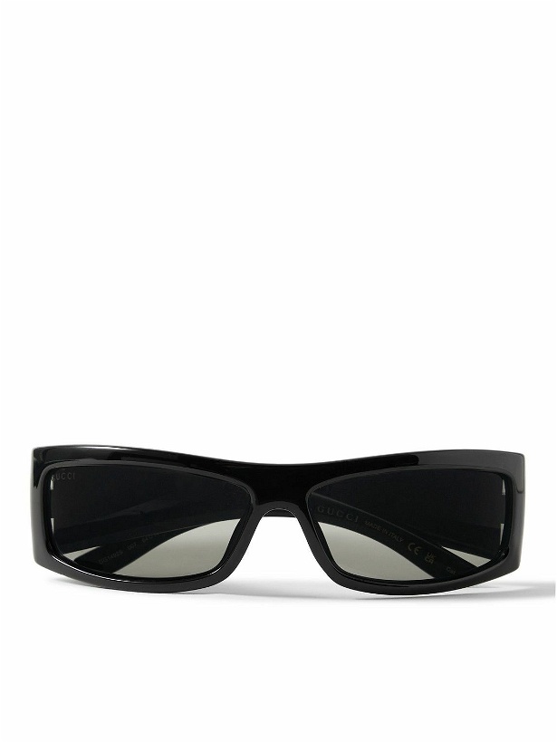 Photo: Gucci Eyewear - Injection Rectangular-Frame Acetate and Silver-Tone Sunglasses