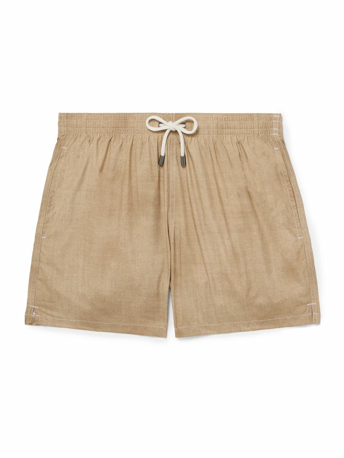 Canali - Straight-Leg Mid-Length Printed Swim Shorts - Neutrals