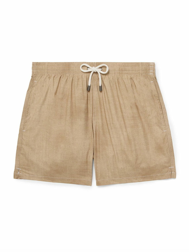 Photo: Canali - Straight-Leg Mid-Length Printed Swim Shorts - Neutrals