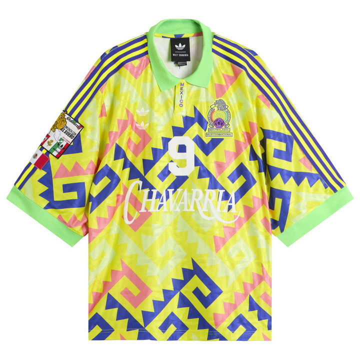 Photo: Adidas x Willy Chavarria Jersey in Solar Lemon/Pure Purple/Solar Turbo