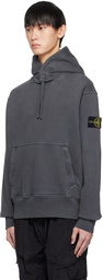 Stone Island Gray Garment-Dyed Hoodie