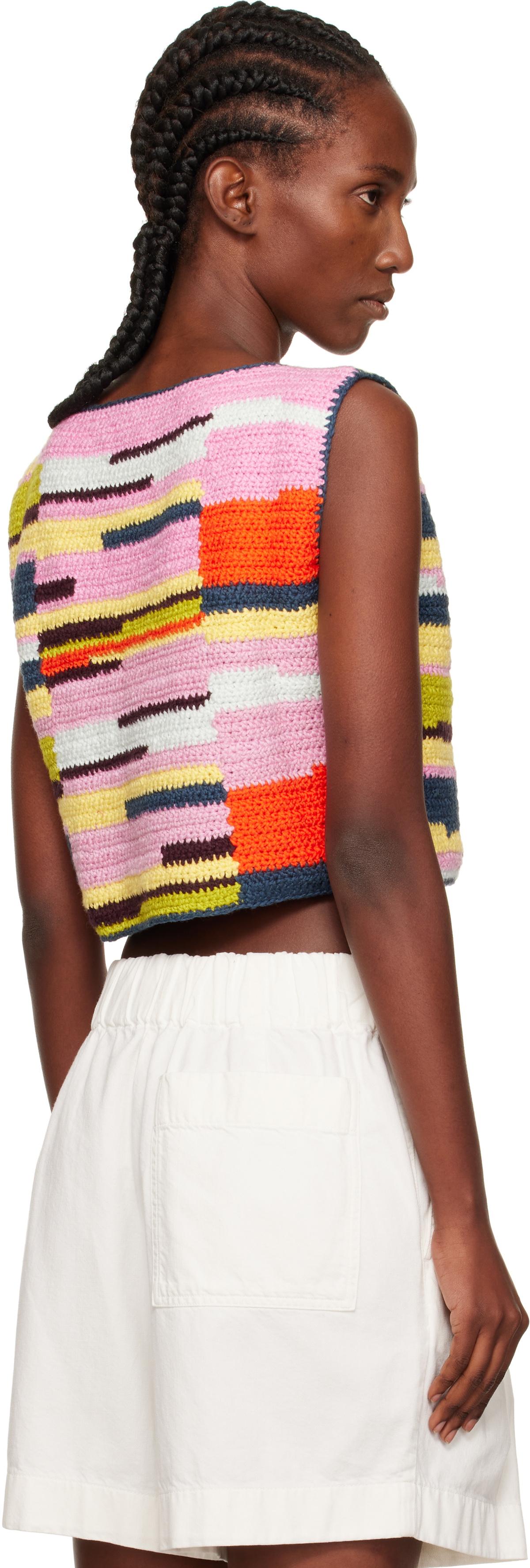 The Elder Statesman Multicolor Crochet Sleeveless Top