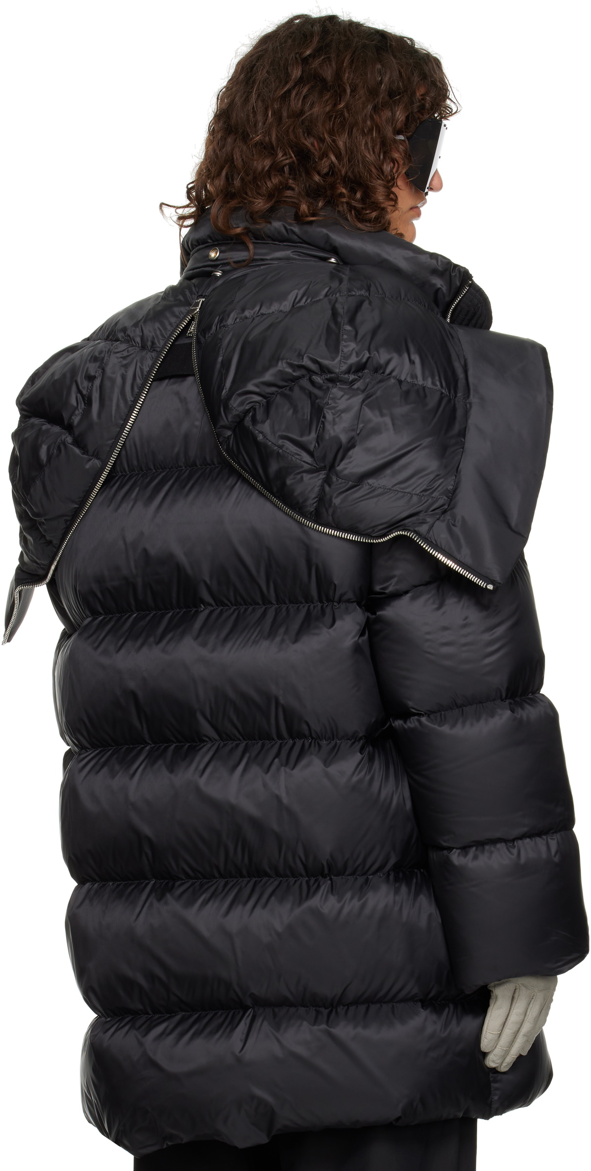 ダウンジャケット・コート MONCLER + RICK OWENS WOMENS CYCLOPIC HOODED LONG DOWN JACKET Rick Owens Moncler + Rick Owens Black Hooded Cyclopic Jacket