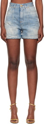 Balmain Blue Diamond Denim Shorts
