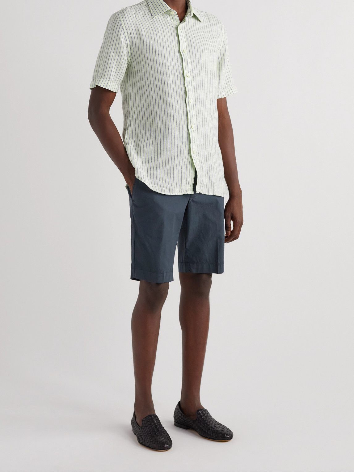 Lardini pinstripe linen shorts - Neutrals