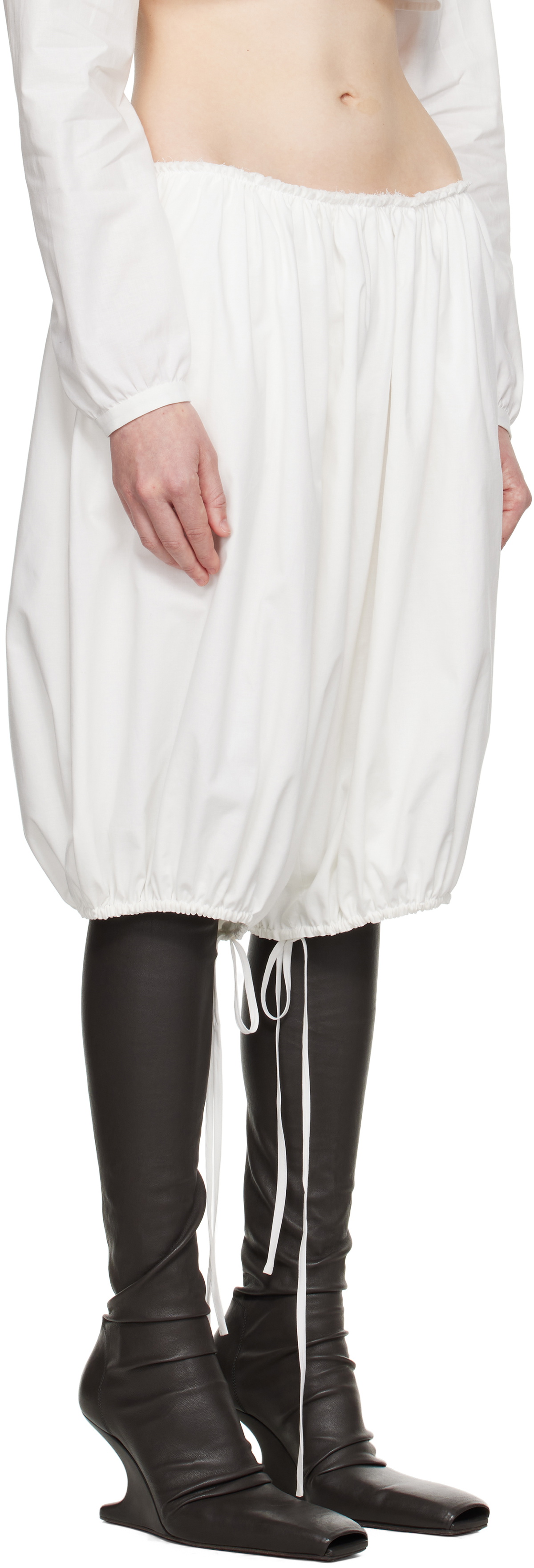 COLLEEN ALLEN White Cotton Gathered Bloomers