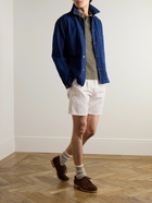 Mr P. - Straight-Leg Pleated Cotton and Linen-Blend Twill Shorts - White