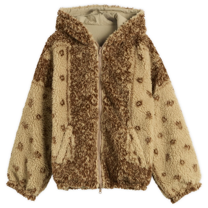 Photo: NOMARHYTHM TEXTILE Men's DYG Reversible Sherpa Fleece Hoodie in Beige