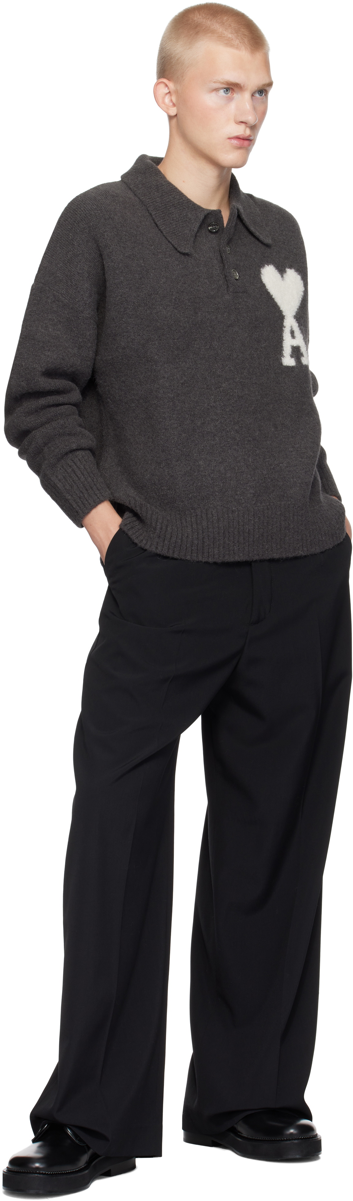 AMI Paris Gray Ami de Coeur Polo