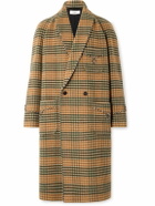 CELINE - Double-Breasted Checked Wool Coat - Brown