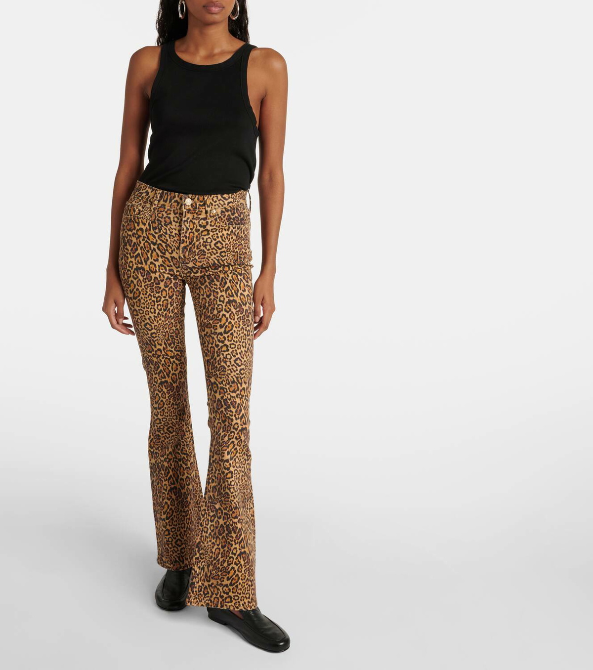 【7 For All Mankind】 Alileopard-プリント high-riseフレアジ 7 For All Mankind Ali leopard-print high-rise flared jeans 7