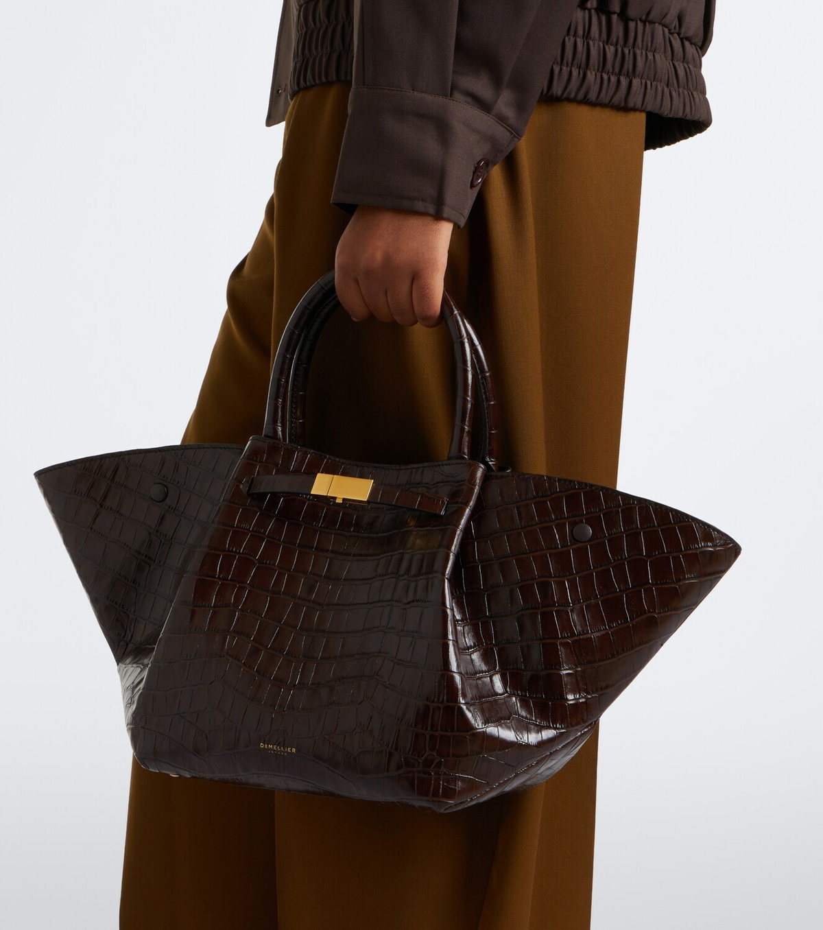 DeMellier New York Midi croc-effect leather top-handle bag